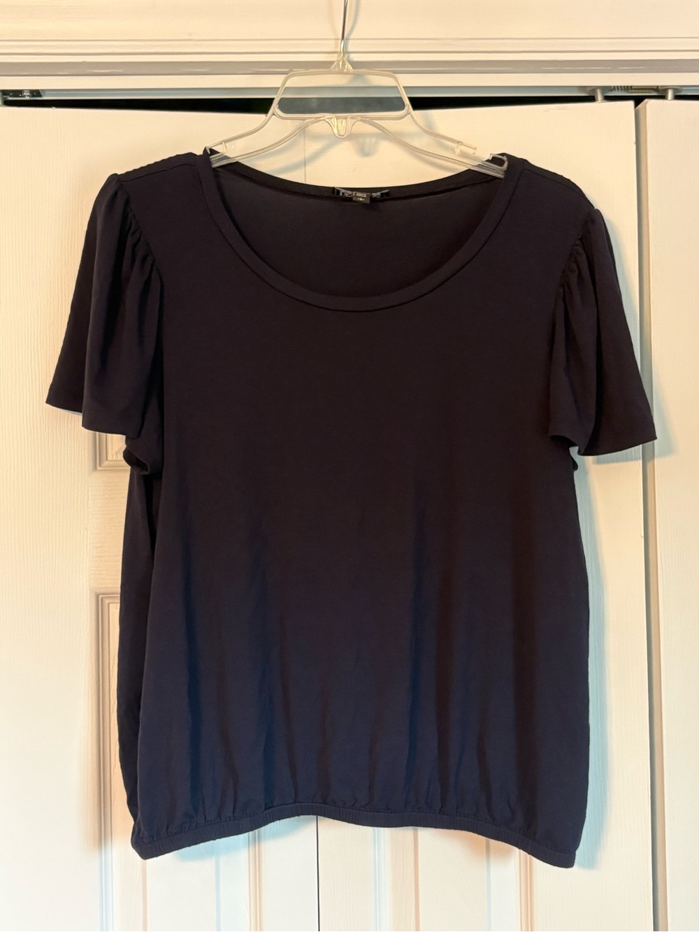 Express Navy Short Sleeve Scoop Neck Top